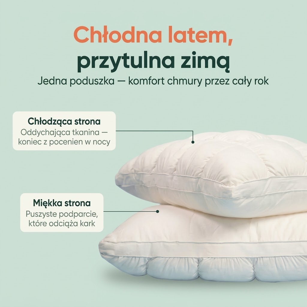 Chłodna latem, przytulna zimą – dwustronna poduszka