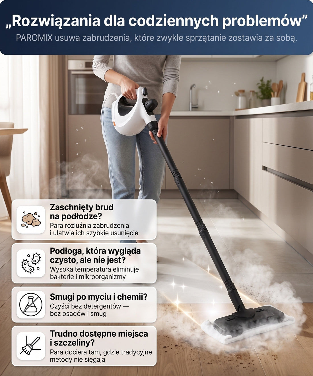 Rozwiązania dla codziennych problemów – czyszczenie parowe podłogi