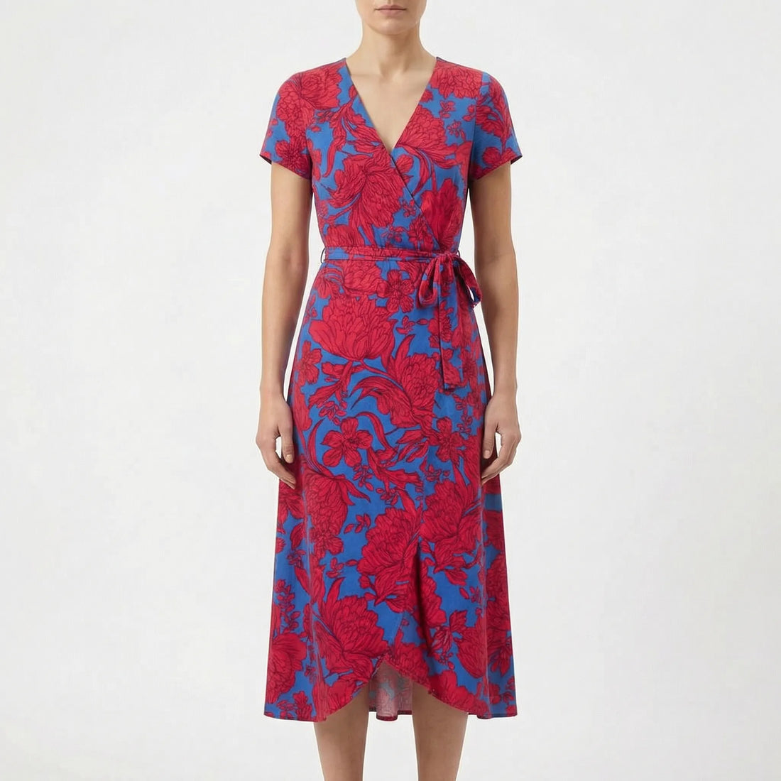 Floravia - Kwiatowa Sukienka Midi Z Dekoltem V