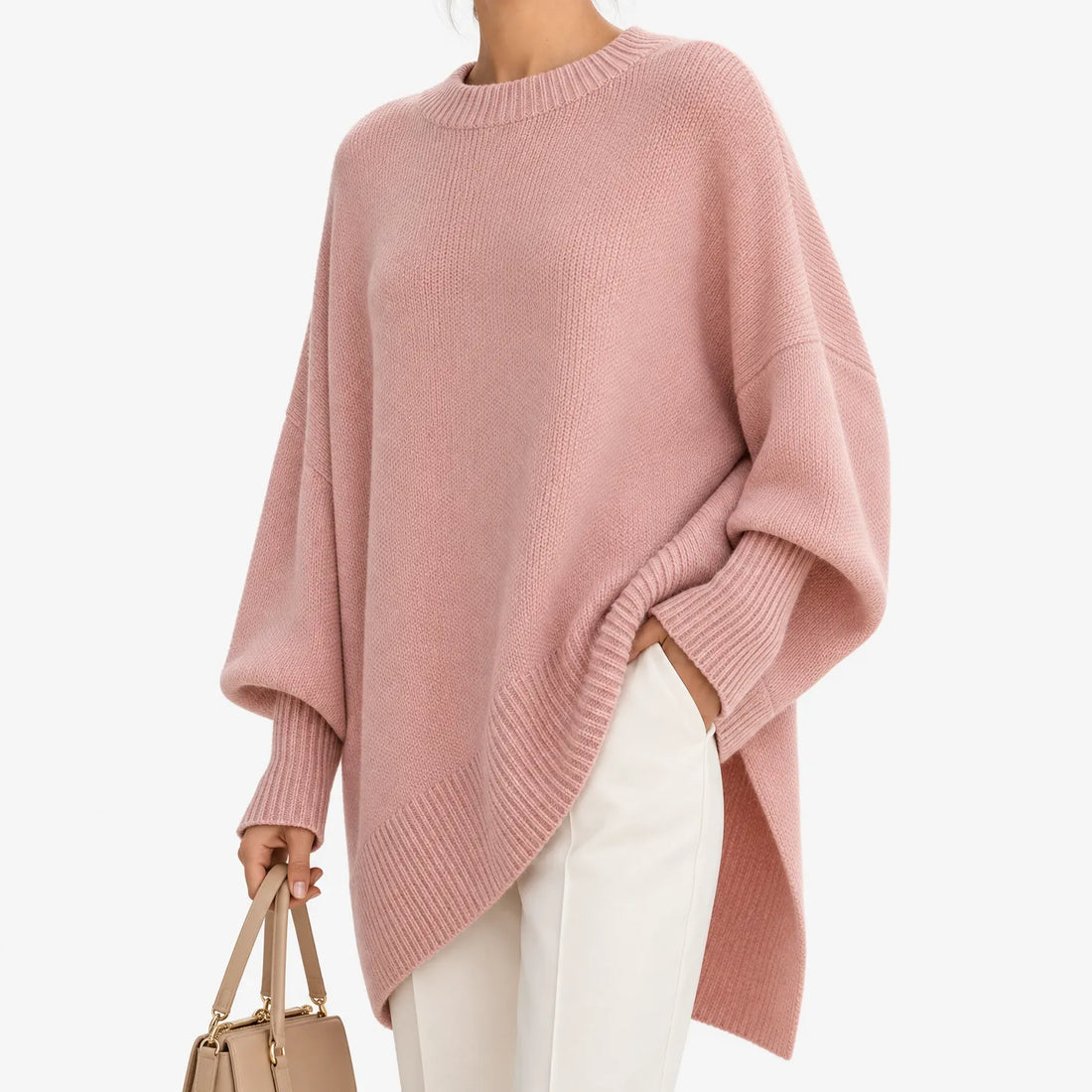 Sweter Damski Oversize z Rękawami Nietoperz