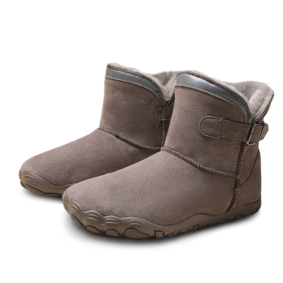 Zimowe buty barefoot unisex w kolorze kawowym z ciepłym futerkiem