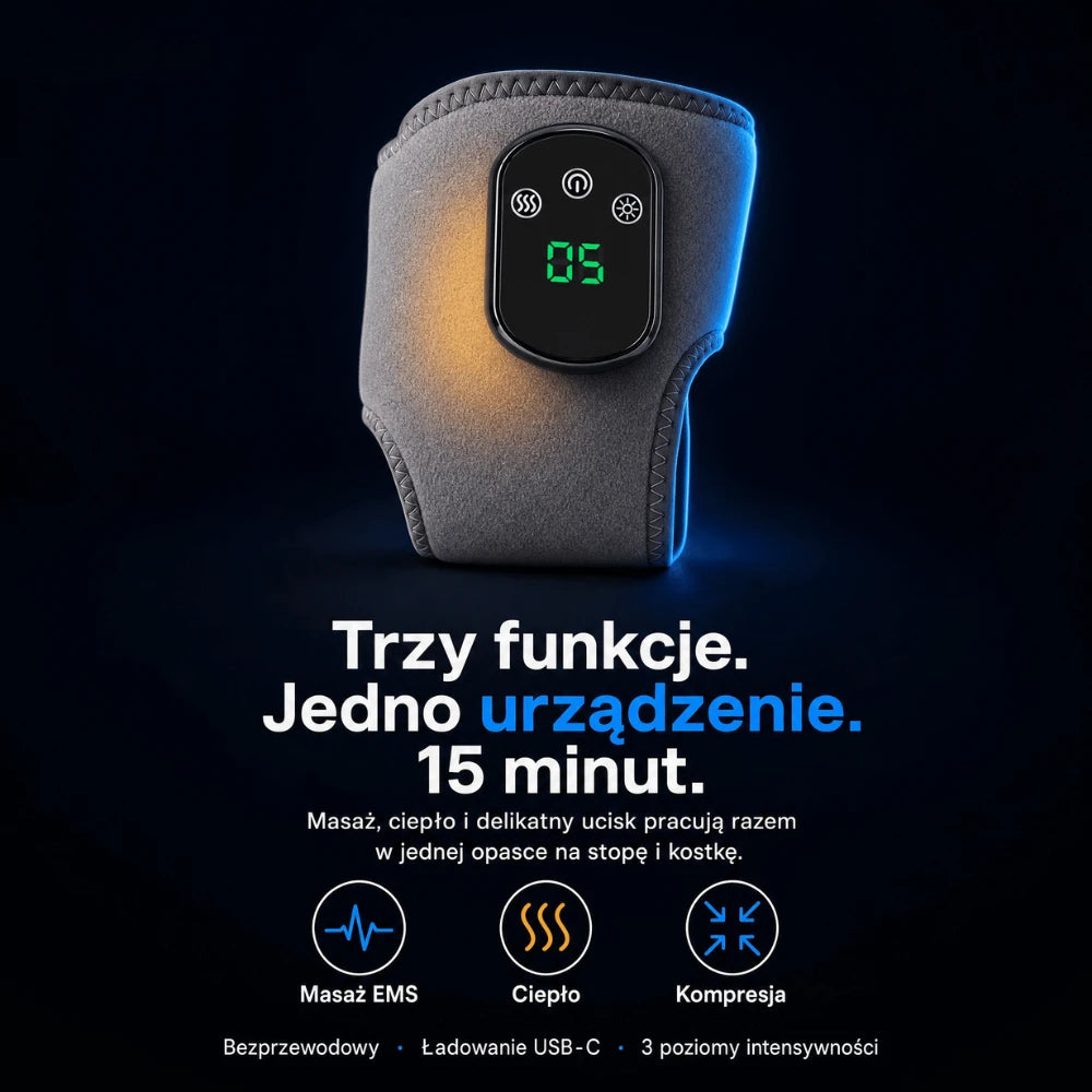 Trzy funkcje w jednym urządzeniu: masaż EMS, ciepło i kompresja
