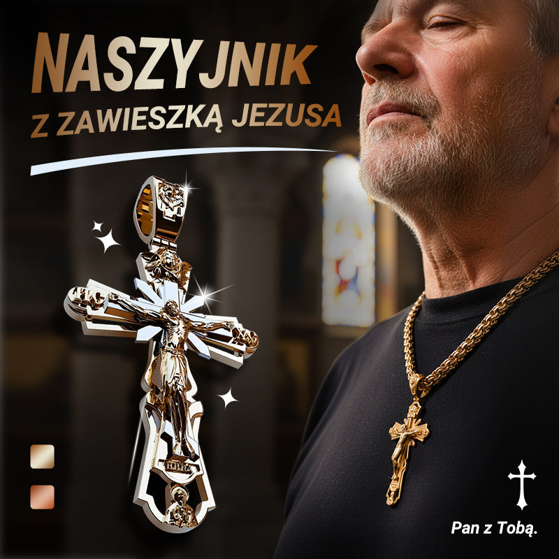 Naszyjnik z zawieszką Jezusa – krzyż z łańcuszkiem