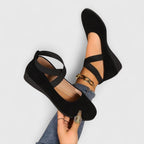 Jynnara - Buty Ortopedyczne z Krzyżowanymi Paskami - Czarny