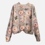 Florentia - Sweter Damski z Haftem Kwiatowym Oversize