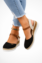 Espadria - Ortopedyczne Espadryle na Koturnie z Paskiem