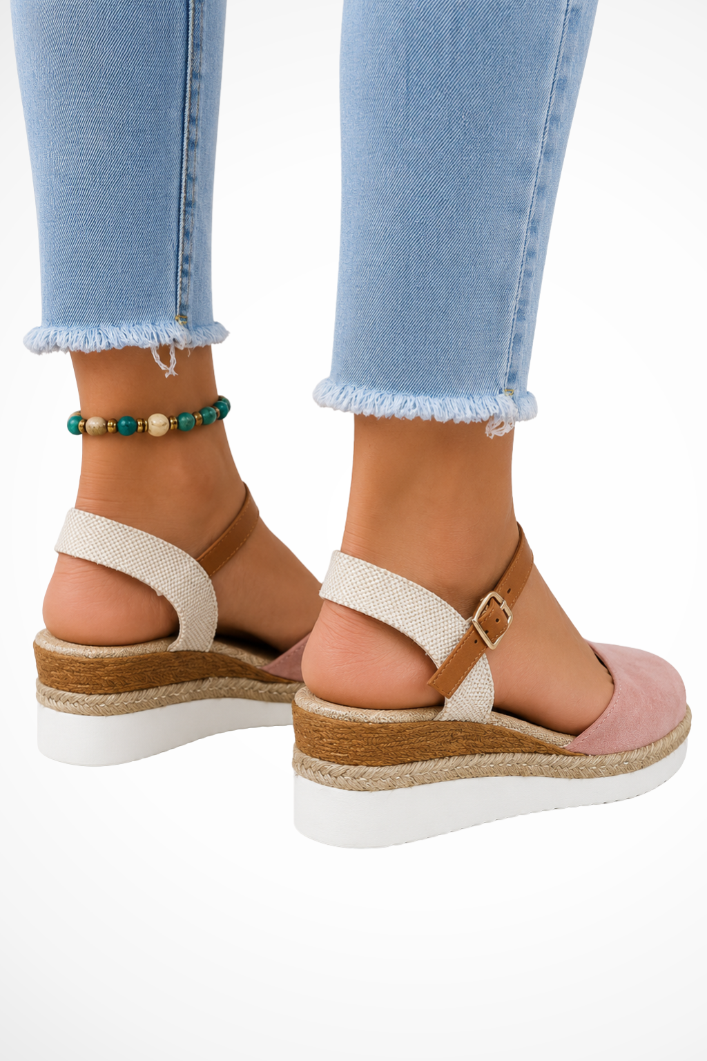 Espadria - Ortopedyczne Espadryle na Koturnie z Paskiem