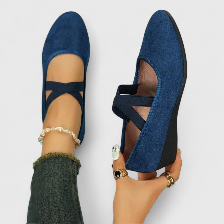 Jynnara - Buty Ortopedyczne z Krzyżowanymi Paskami - Niebieski