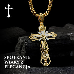 Spotkanie wiary z elegancją – krzyż na czarnym tle