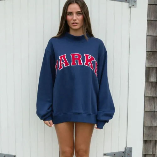 Varsitella - Navy with Red Letters