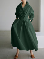 Elegancia - Rozkloszowana Długa Sukienka Elegancka