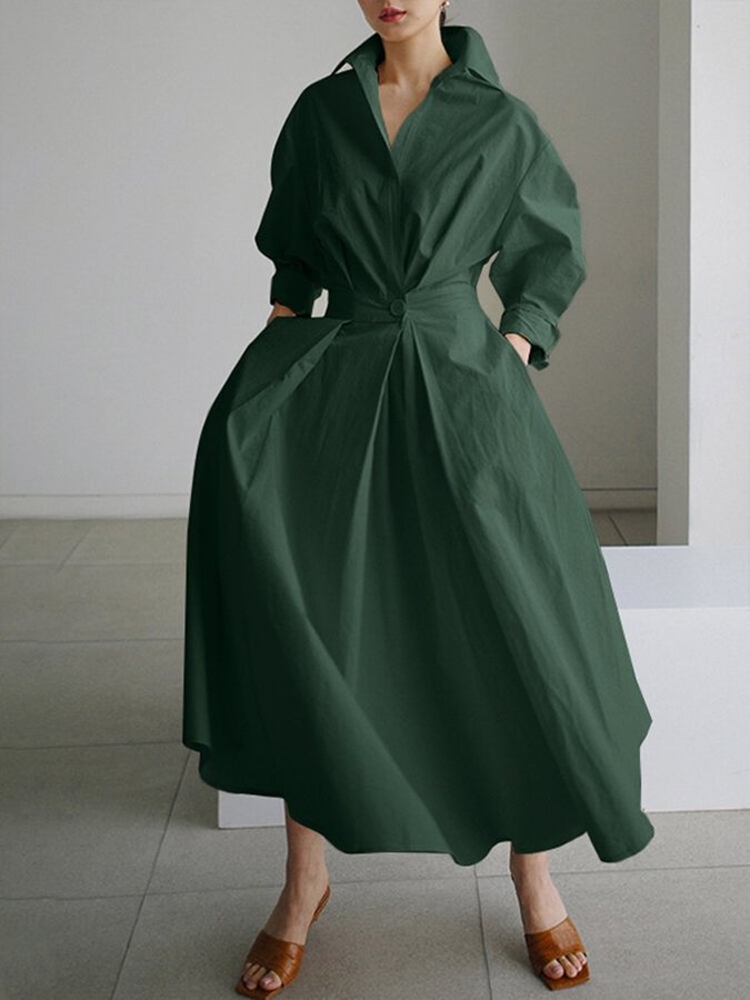 Elegancia - Rozkloszowana Długa Sukienka Elegancka