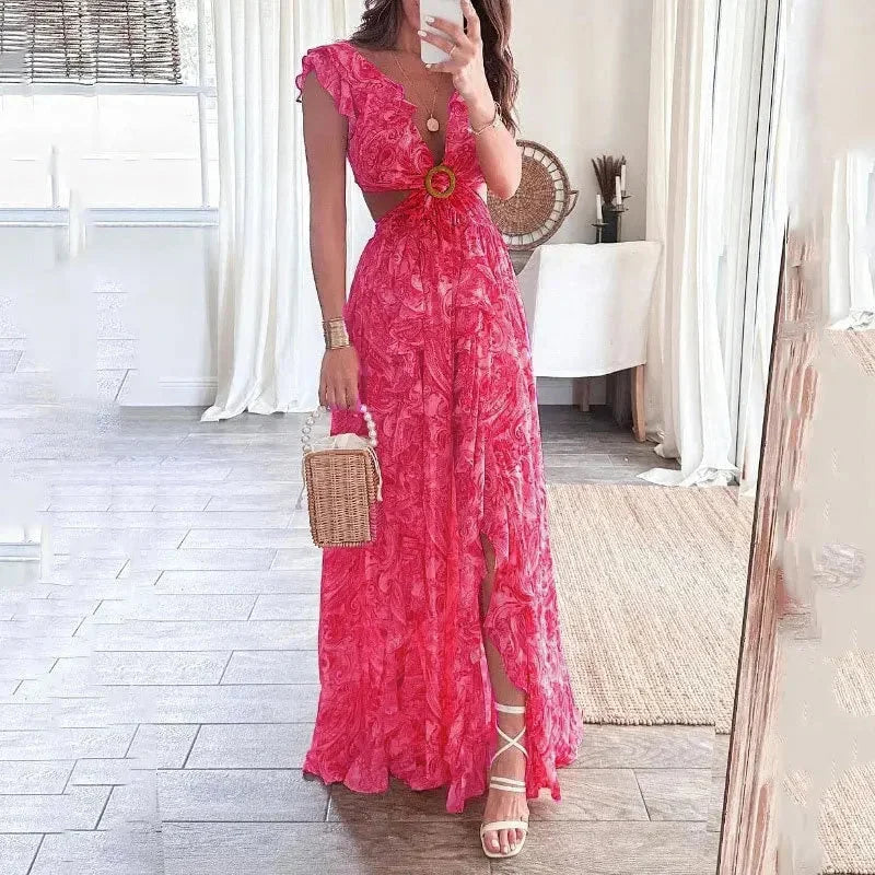 Floria - Wzorzysta Sukienka Maxi W Kwiaty