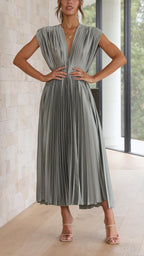 Pleatoria - Elegancka Sukienka Plisowana Maxi