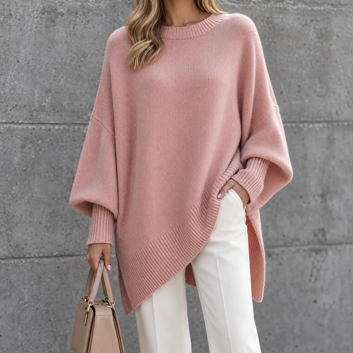 Sweter Damski Oversize z Rękawami Nietoperz