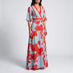 Romenia - Elegancka Sukienka Wieczorowa Maxi W Kwiaty