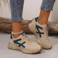 Retrosa - Ortopedyczne Sneakersy Damskie w Stylu Retro - Beżowo-niebieski