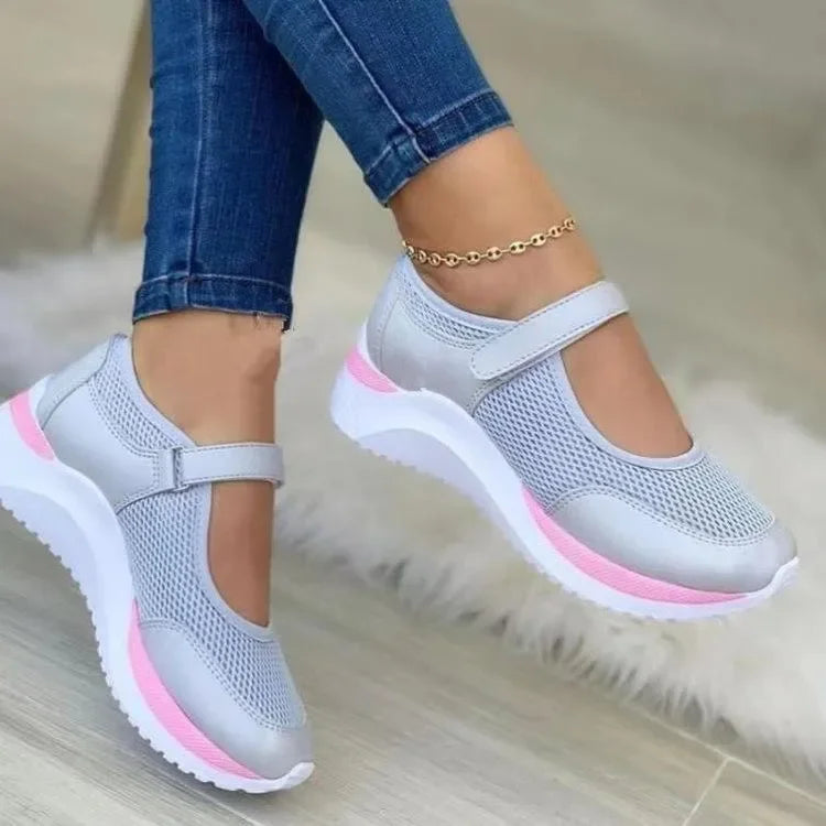 Vitalis - Ortopedyczne Buty Sportowe Damskie z Paskiem - Różowy
