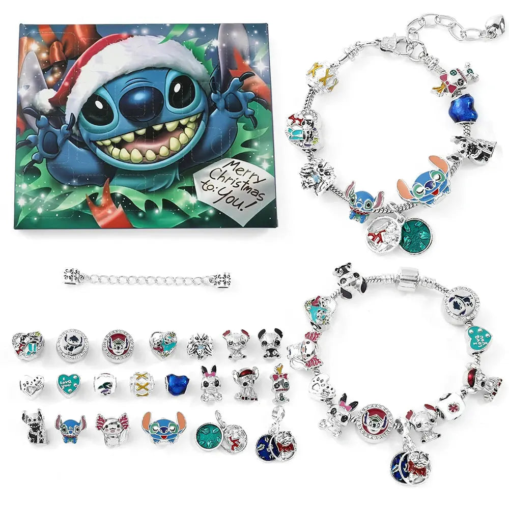 Kalendarz adwentowy Stitch z bransoletkami i zawieszkami