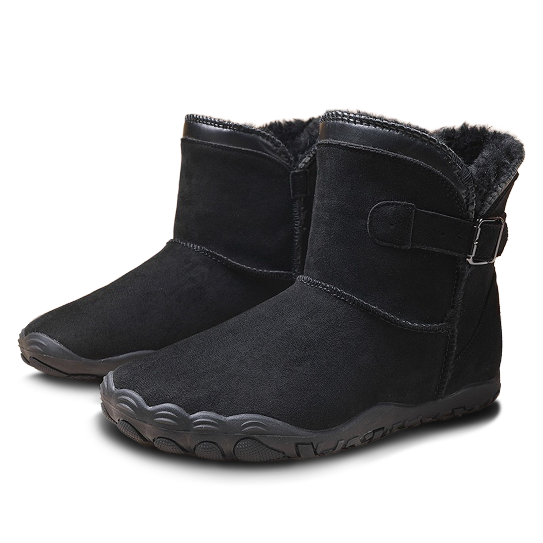 Zimowe buty barefoot unisex w kolorze czarnym z ciepłym futerkiem