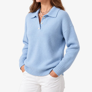 Sweter Polo Damski z Długim Rękawem
