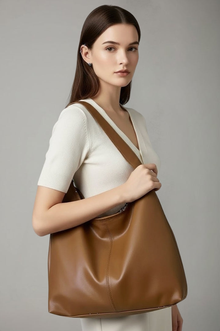 Corvetta - Klasyczna Torba Shopper Damska - Brązowy