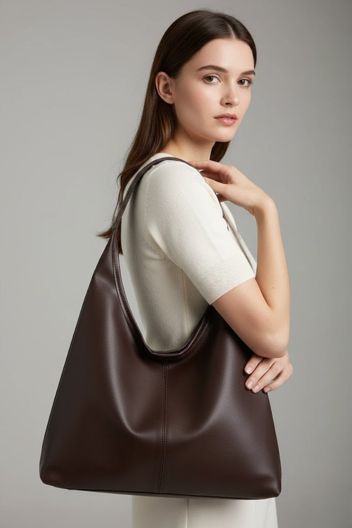 Corvetta - Klasyczna Torba Shopper Damska - Kawowy