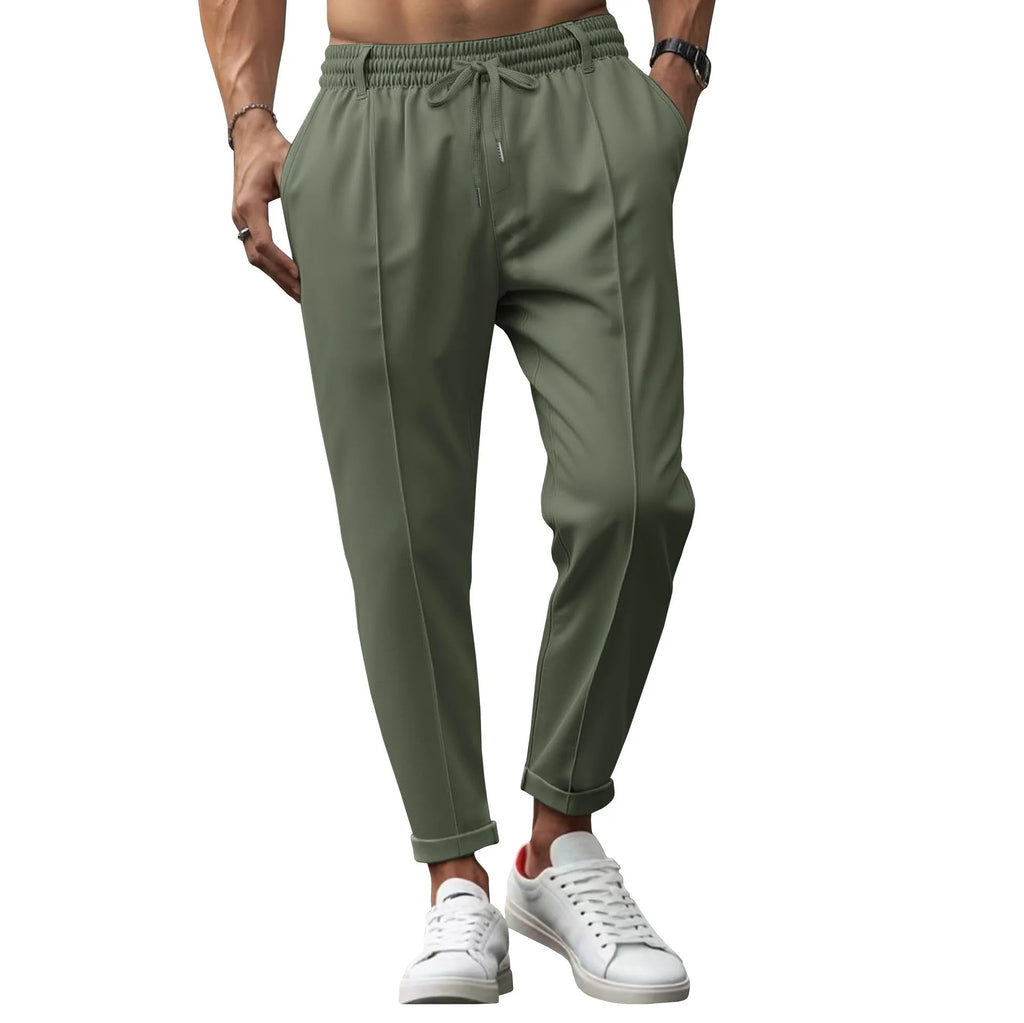 Camden - Spodnie Garniturowe Męskie Slim Fit - Zielony wojskowy