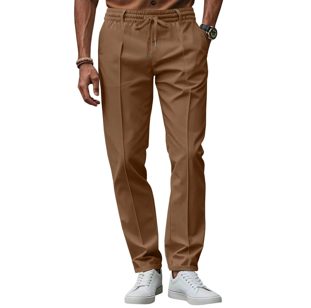 Camden - Spodnie Garniturowe Męskie Slim Fit - Brązowy