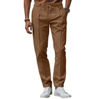 Camden - Spodnie Garniturowe Męskie Slim Fit - Brązowy