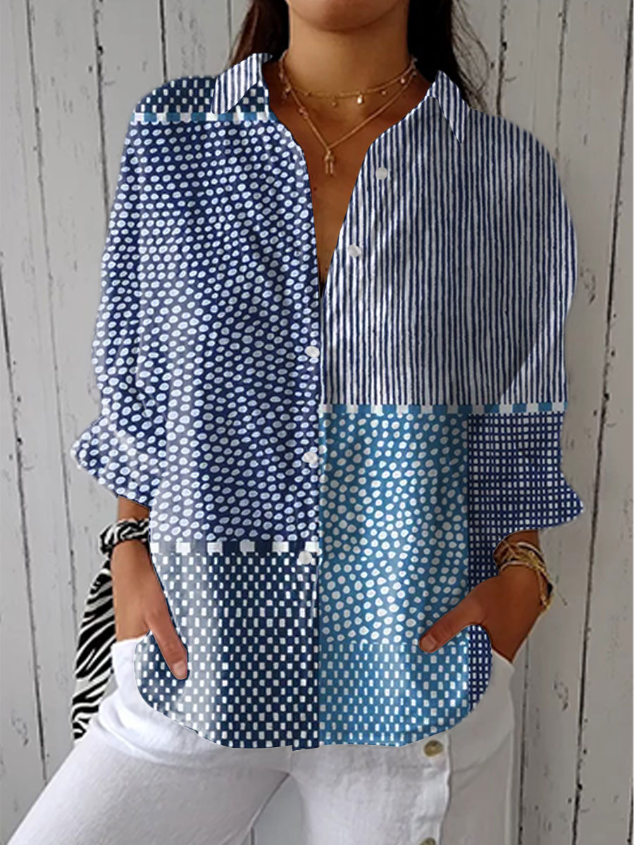 Coastella - Bluzka Patchwork w Morskim Stylu - Wielokolorowy
