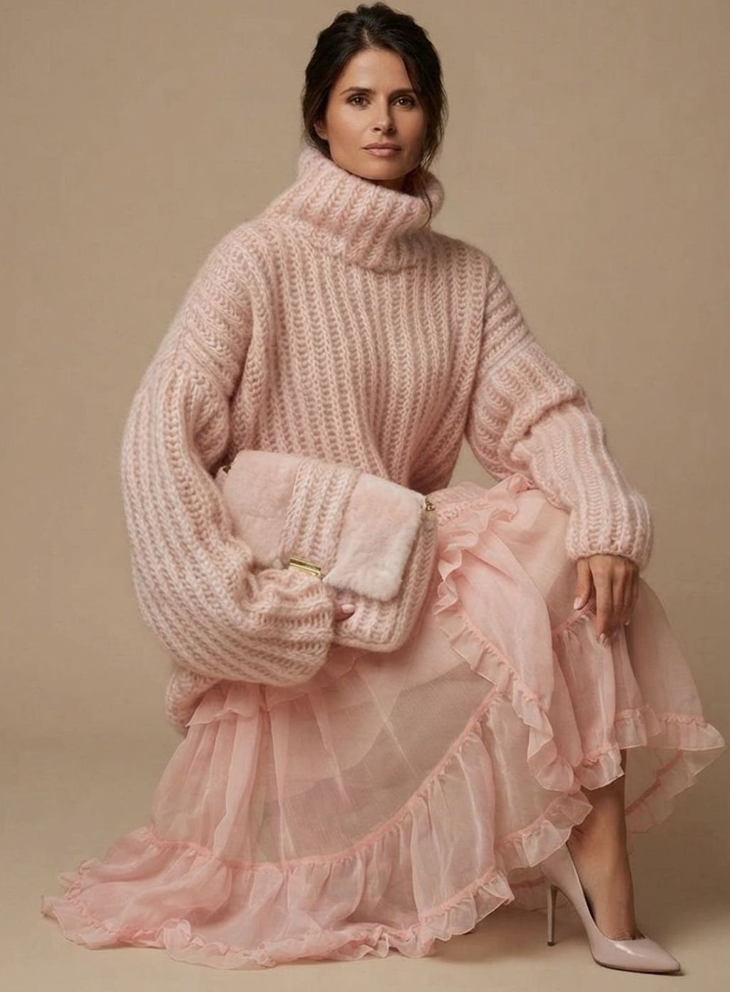 Charlyn - Oversizowy Sweter Damski z Golfem