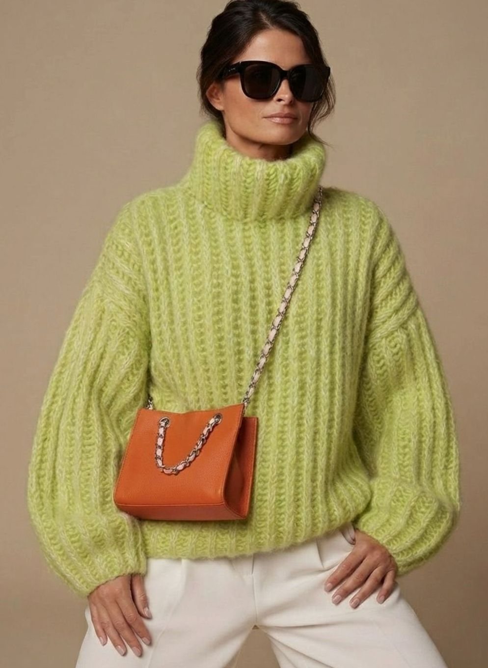 Charlyn - Oversizowy Sweter Damski z Golfem