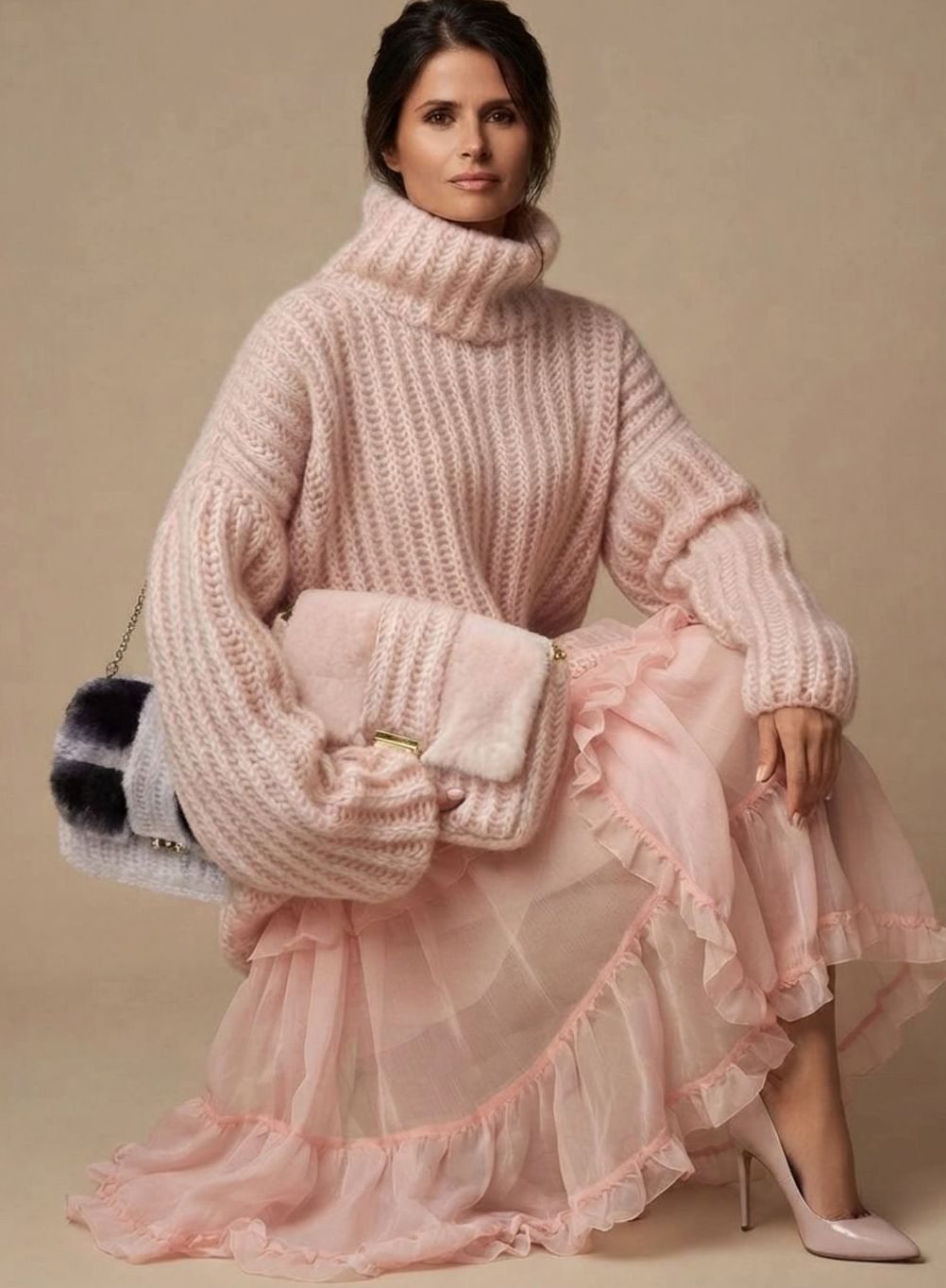 Charlyn - Oversizowy Sweter Damski z Golfem