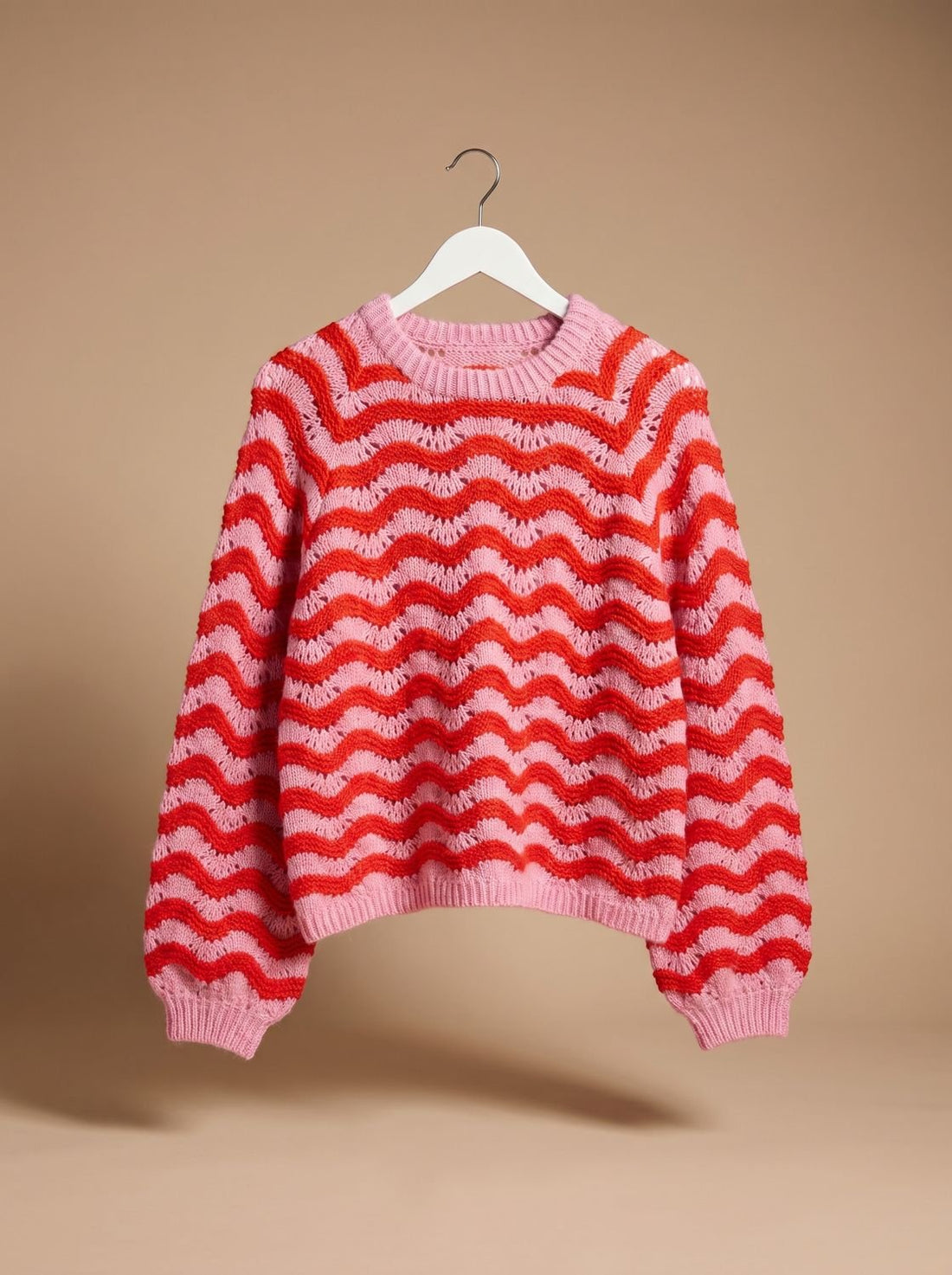 Oversizowy Sweter Damski w Fale