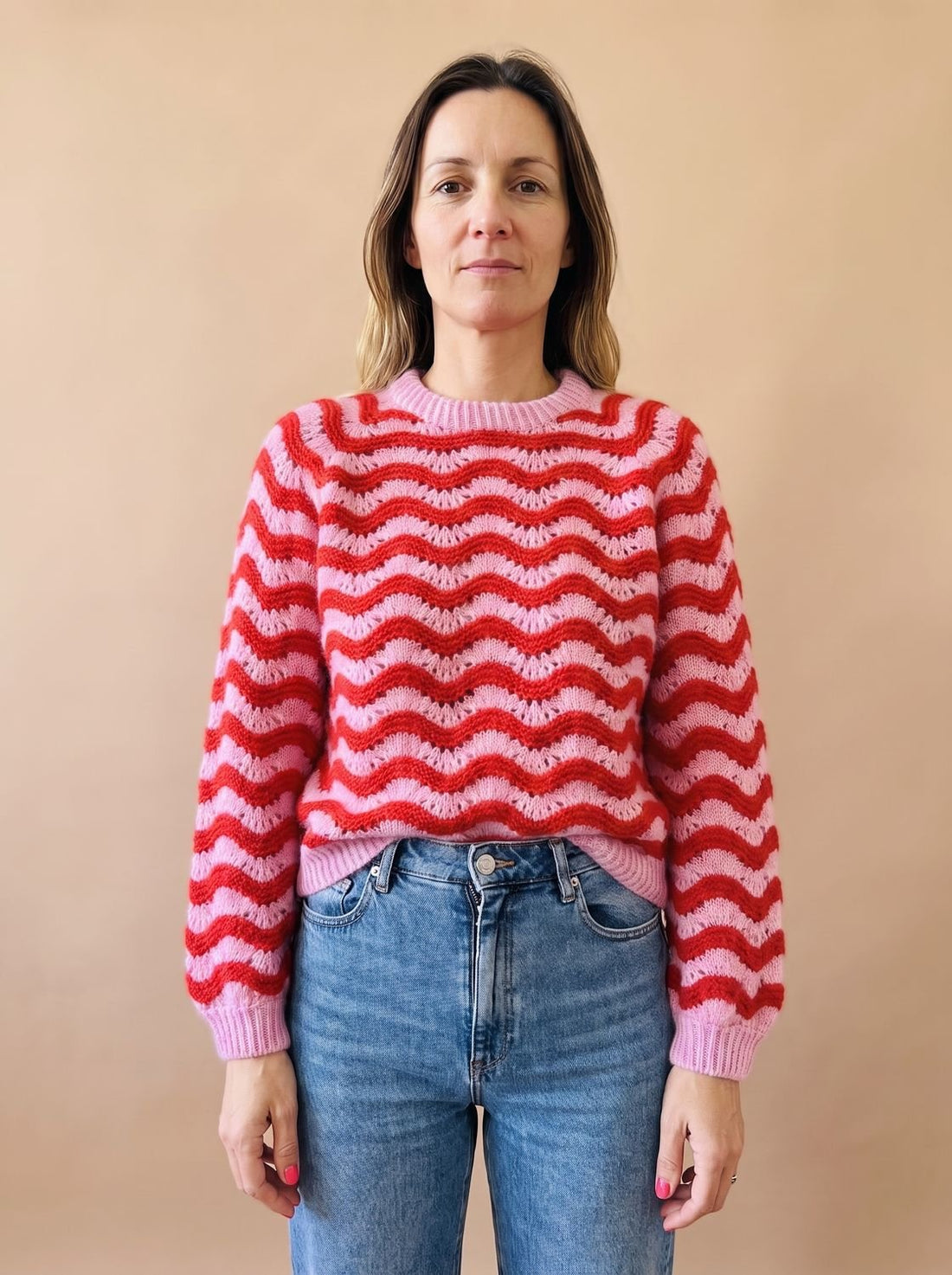 Oversizowy Sweter Damski w Fale