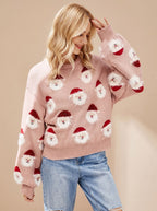 Lenora - Świąteczny Sweter Damski Oversize z Mikołajem