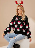 Lenora - Świąteczny Sweter Damski Oversize z Mikołajem