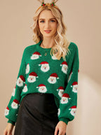 Lenora - Świąteczny Sweter Damski Oversize z Mikołajem
