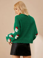 Lenora - Świąteczny Sweter Damski Oversize z Mikołajem