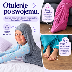 Śpiworek sensoryczny z kapturem – stopy w środku lub na zewnątrz