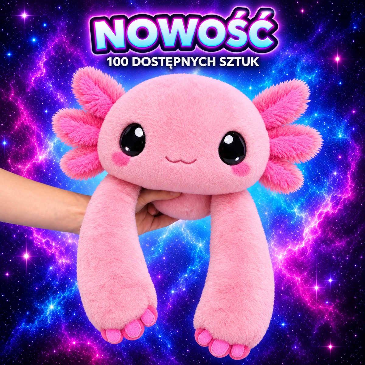 Obciążony pluszak z długimi ramionami: axolotl różowy