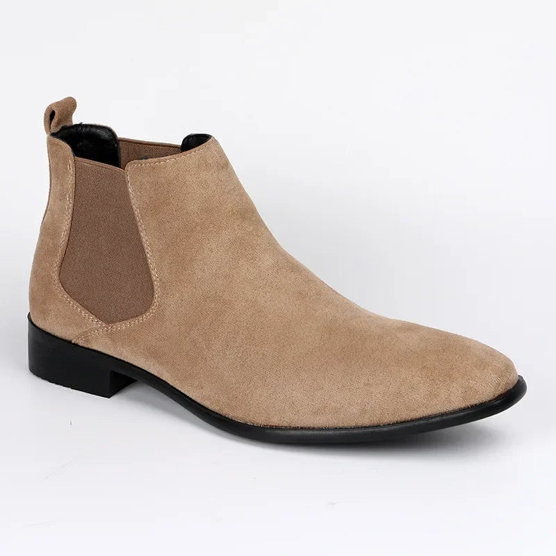 Bernd - Botki Chelsea Slip-On z Wysoką Cholewką - Beżowy