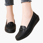 Mocassa - Mokasyny Damskie z Przeszyciami - Czarny