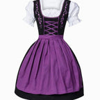 Fallon - Sukienka Oktoberfestowa Dirndl z Haftem - Fioletowy