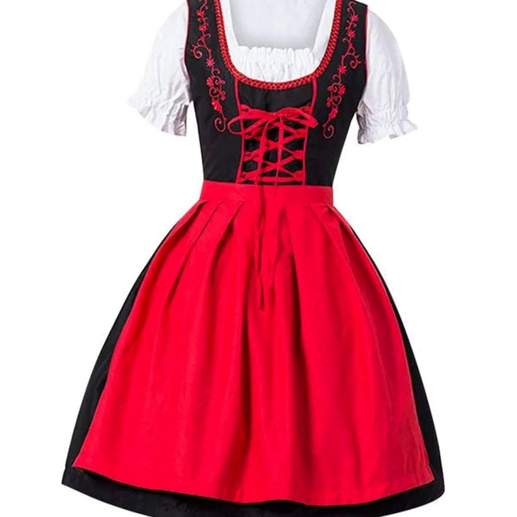 Fallon - Sukienka Oktoberfestowa Dirndl z Haftem - Czerwony