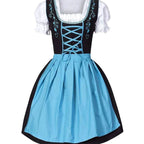 Fallon - Sukienka Oktoberfestowa Dirndl z Haftem - Niebieski