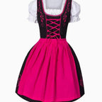 Fallon - Sukienka Oktoberfestowa Dirndl z Haftem - Różowy