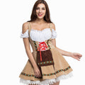 Gwen - Sukienka Oktoberfestowa Dirndl z Odkrytymi Ramionami - Beżowy