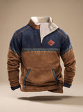 Leonzo - Polarowa Bluza Męska z Half-Zip i Kieszenią Kangurką